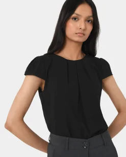 Tamera Pleated Round Neck Top