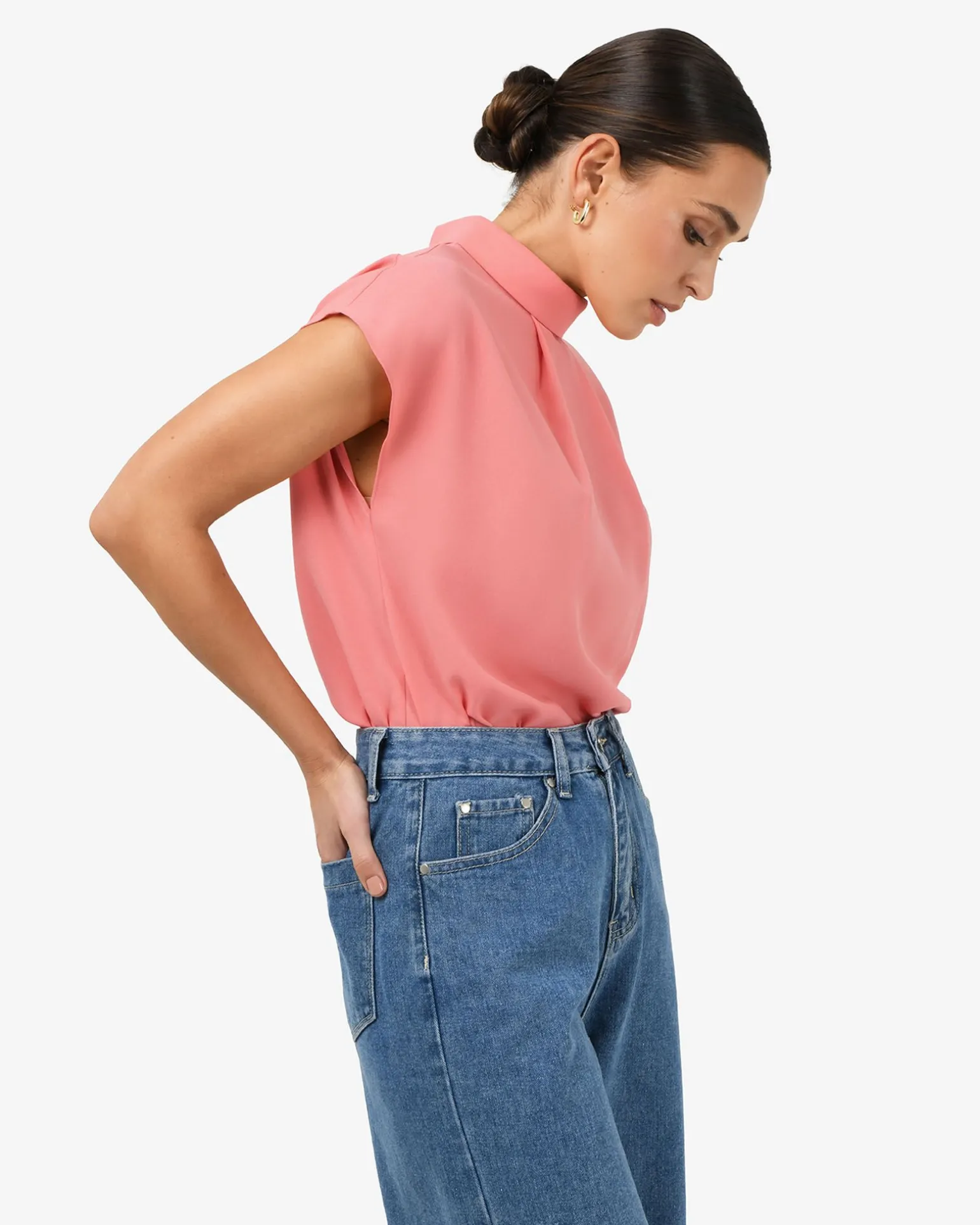 Tiara High Neck Shell Top