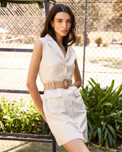 Valeria Buttoned Linen Dress