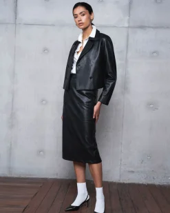 Vera Faux Leather Midi Skirt